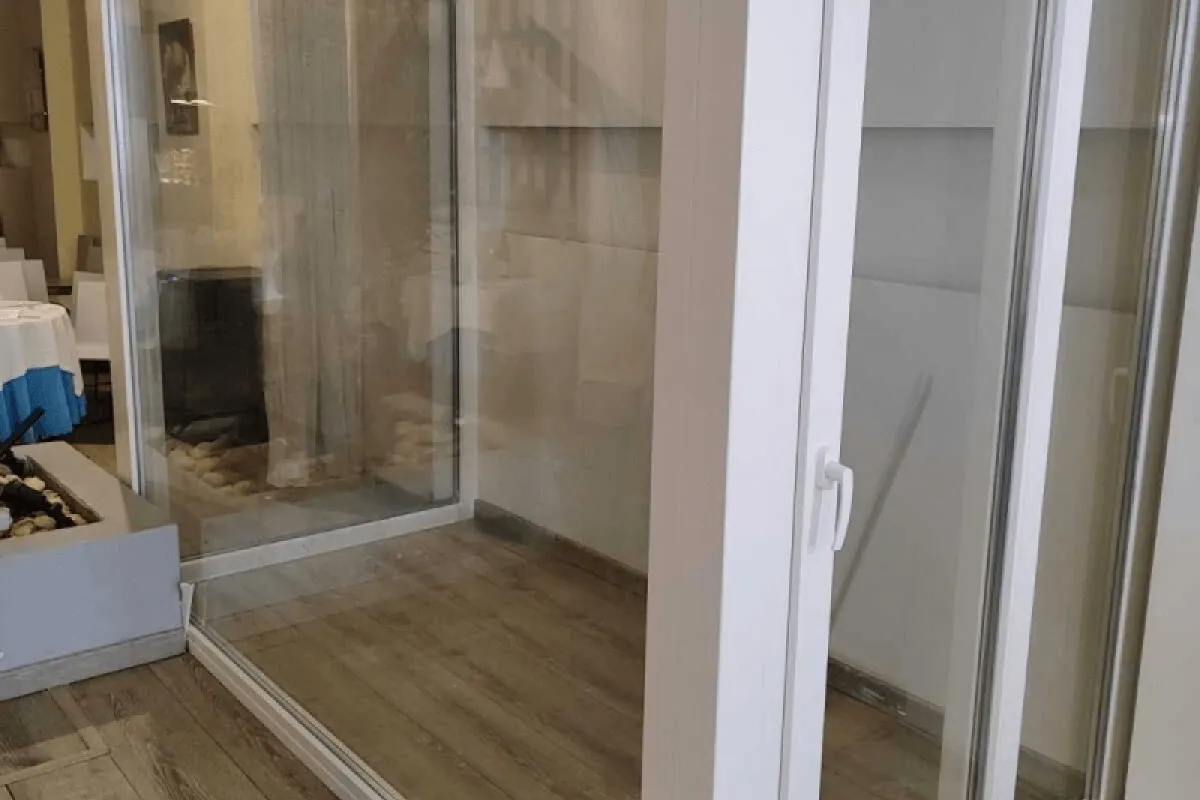 White uPVC glazed interior partition